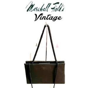 MARSHALL FIELD & Co black satin vintage evening handbag size 9x6 GUC